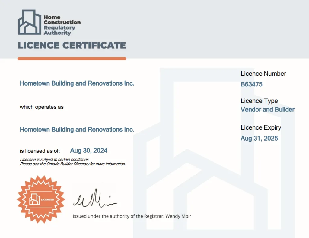 Home Construction Regulatory Authority (HCRA) certification